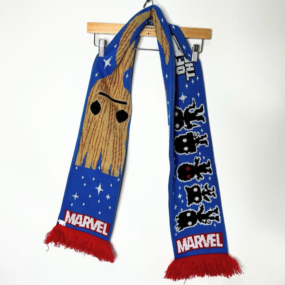 Marvel Guardians Of The Galaxy Winter Scarf Knit Groot Star Lord Rocket 59"x6.5"